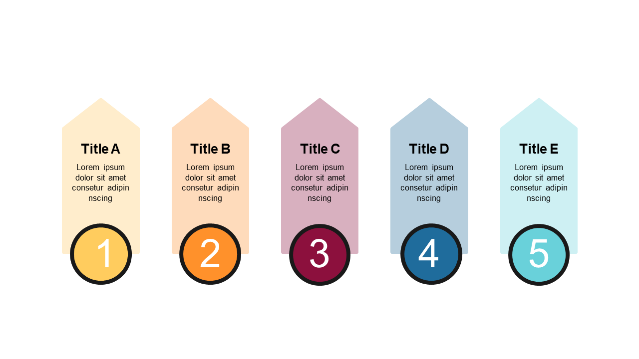 Present Project Steps with 5-Step Process Layout