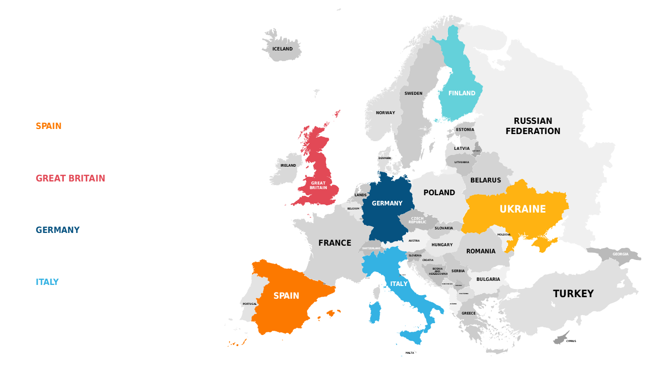 Visualize European Countries with Color-Coded Map