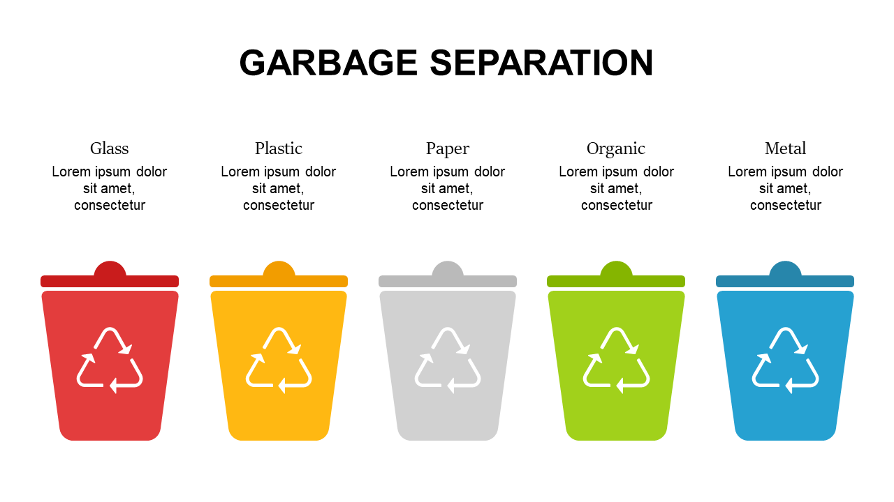 Sustainability Graphics with Colorful Recycling Bins