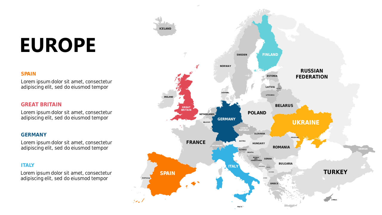 Present Geographic Data with Color-Coded Europe Map