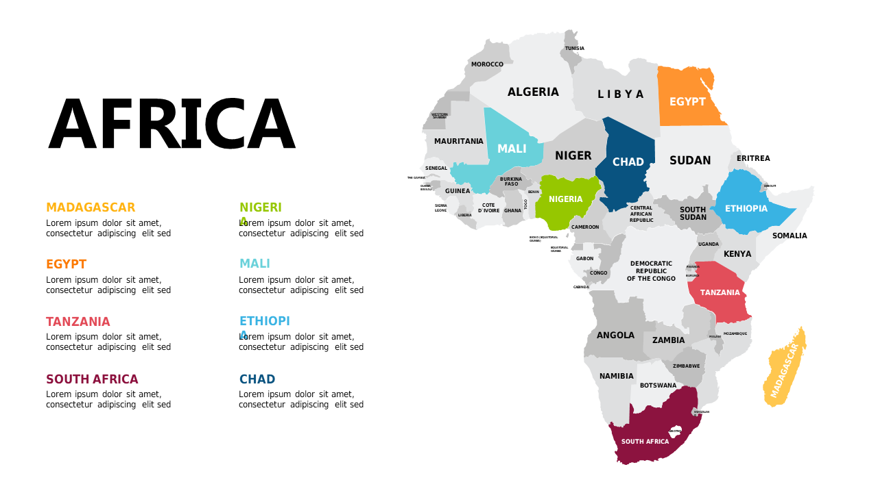 Explore Africa with Color-Coded Map Highlights