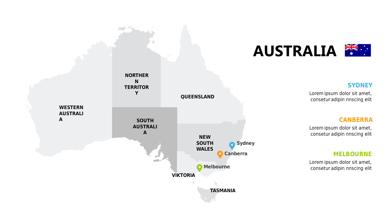 Highlight Major Cities in Australia on Editable Map