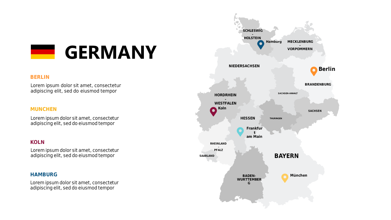 Germany Map for Regional Overview Presentations