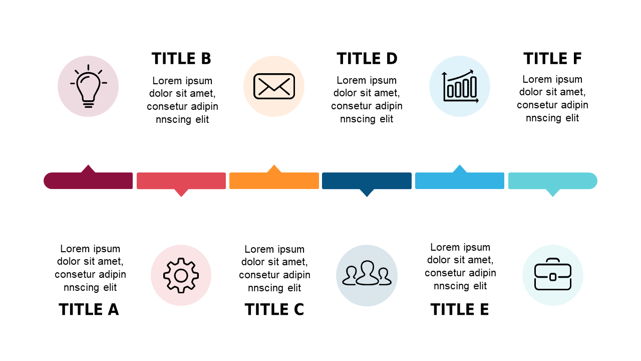 Outline Processes with Six-Step Timeline Layout