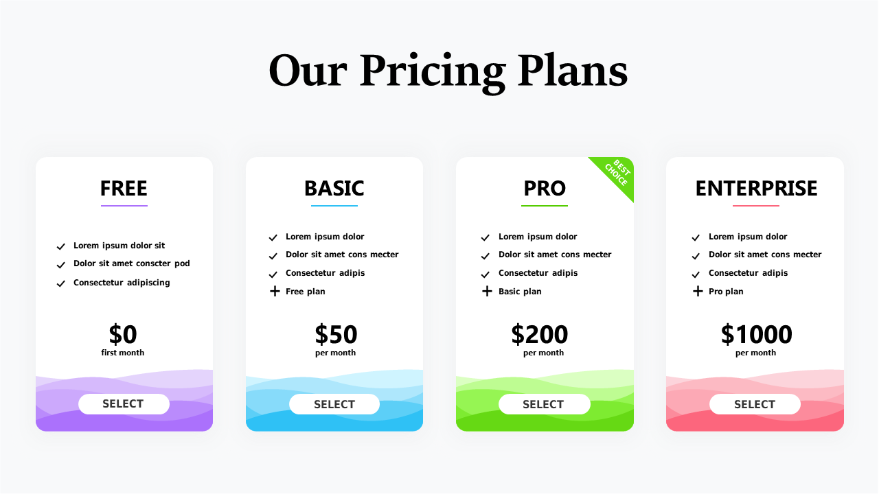 Compare Subscription Pricing Plans in PowerPoint Style