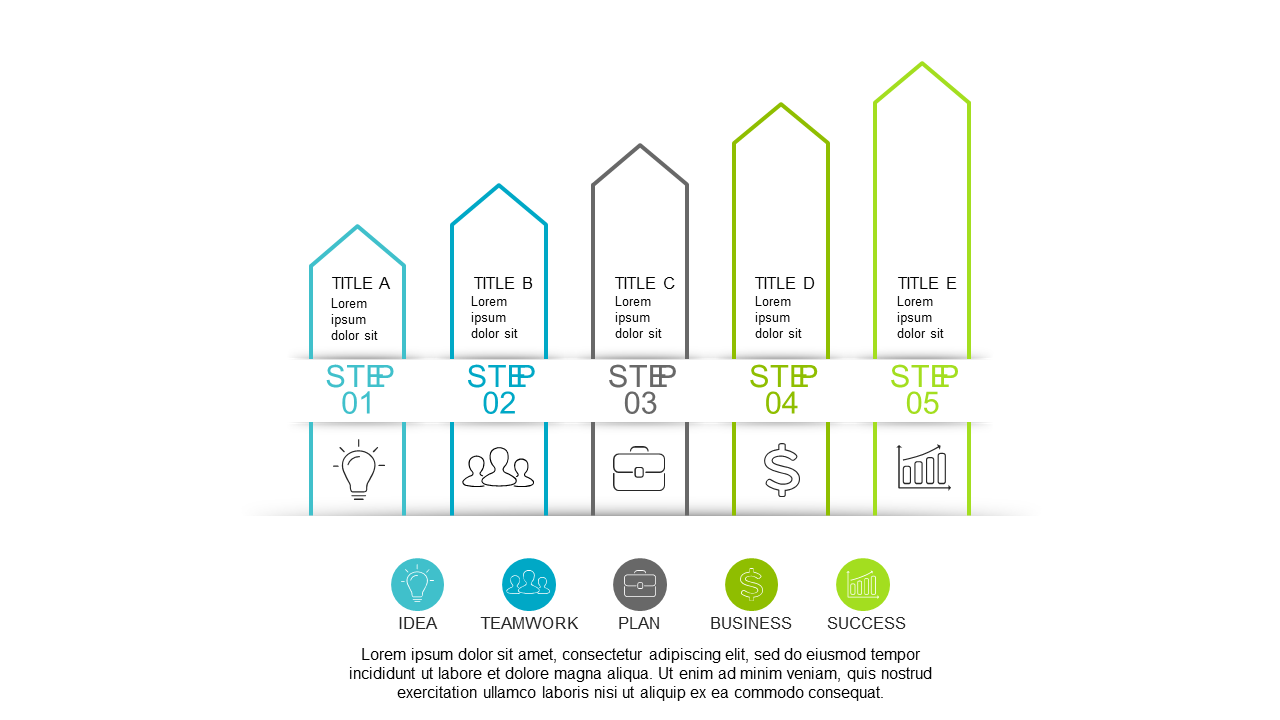Present Project Stages with a 5-Step Process Layout