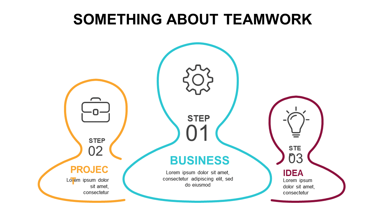 Illustrate Teamwork with 3-Step Process Layout