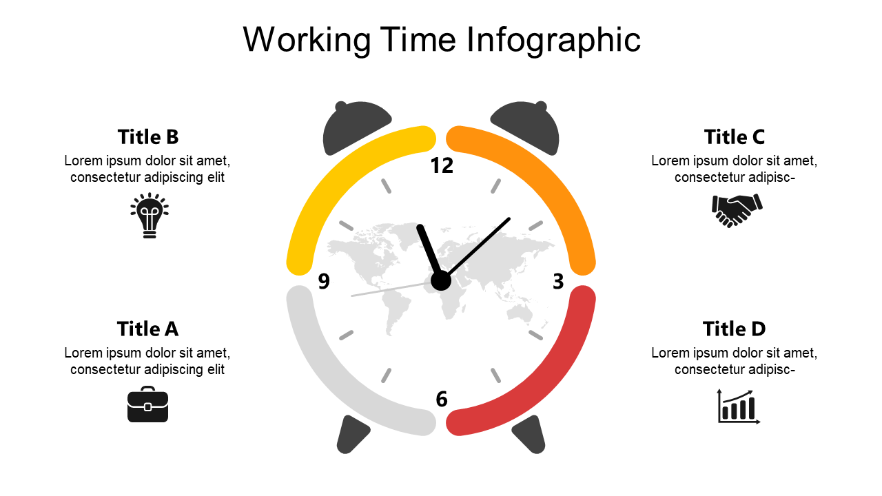 Manage Time with Clocks and World Map Infographic