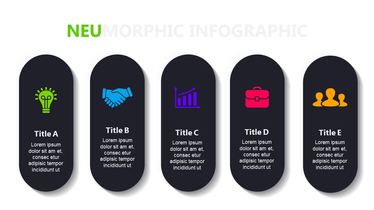Neumorphic Infographic with Five Icons