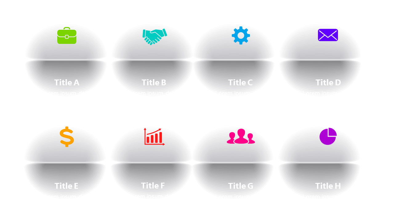 Present Business Concepts with Circular Icons and Titles