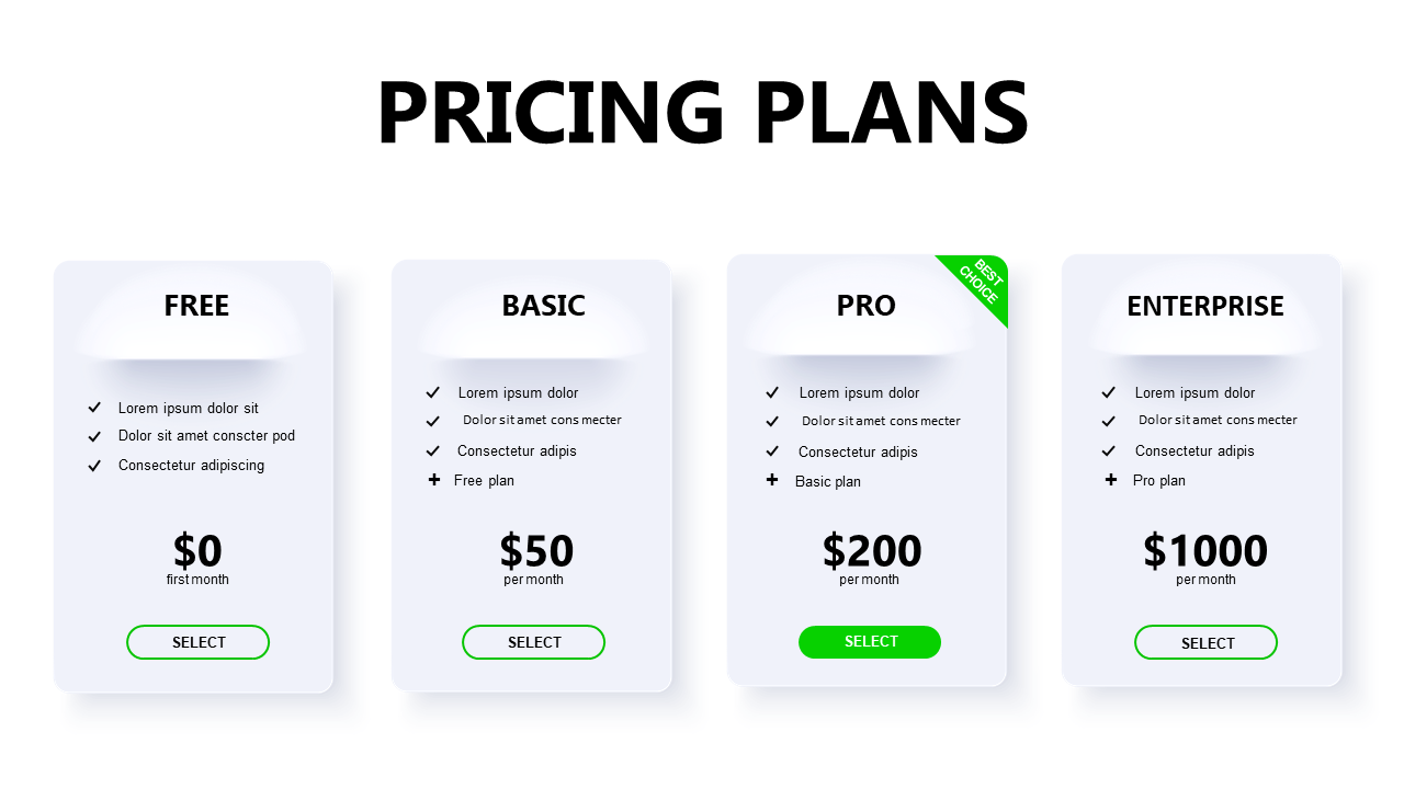 Compare Pricing Plans with Call-to-Action Buttons