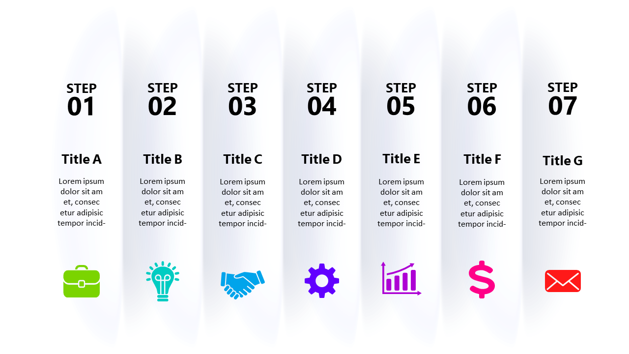 Visualize 7-Step Process Flow Horizontally