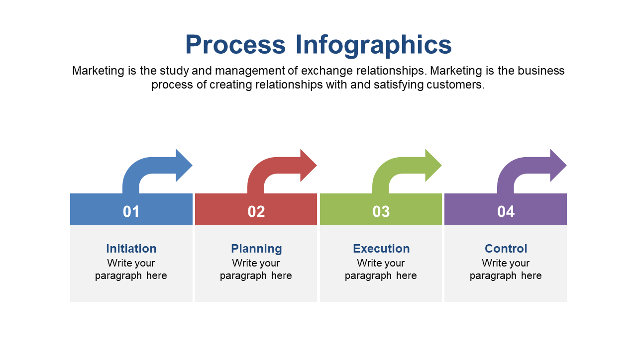 Illustrate Marketing Processes with 4-Step Arrow Infographic