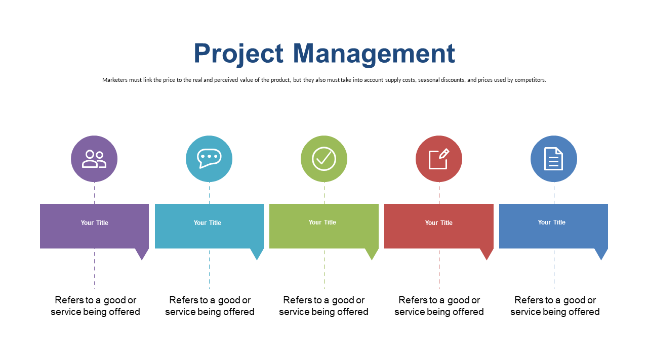 Horizontal Steps for Project Management with Speech Bubbles