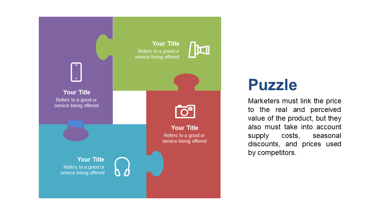 Engage with 4-Piece Puzzle for Marketing Concepts