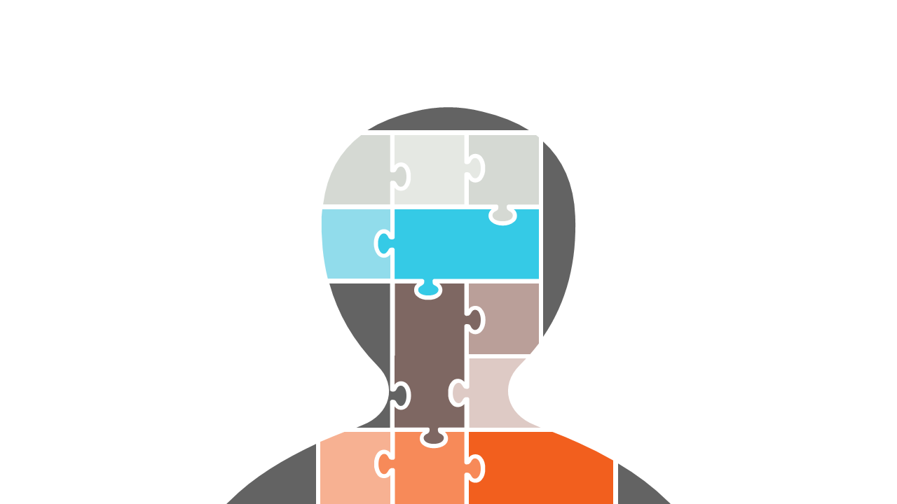 Showcase Personal Development with Puzzle Person Concept