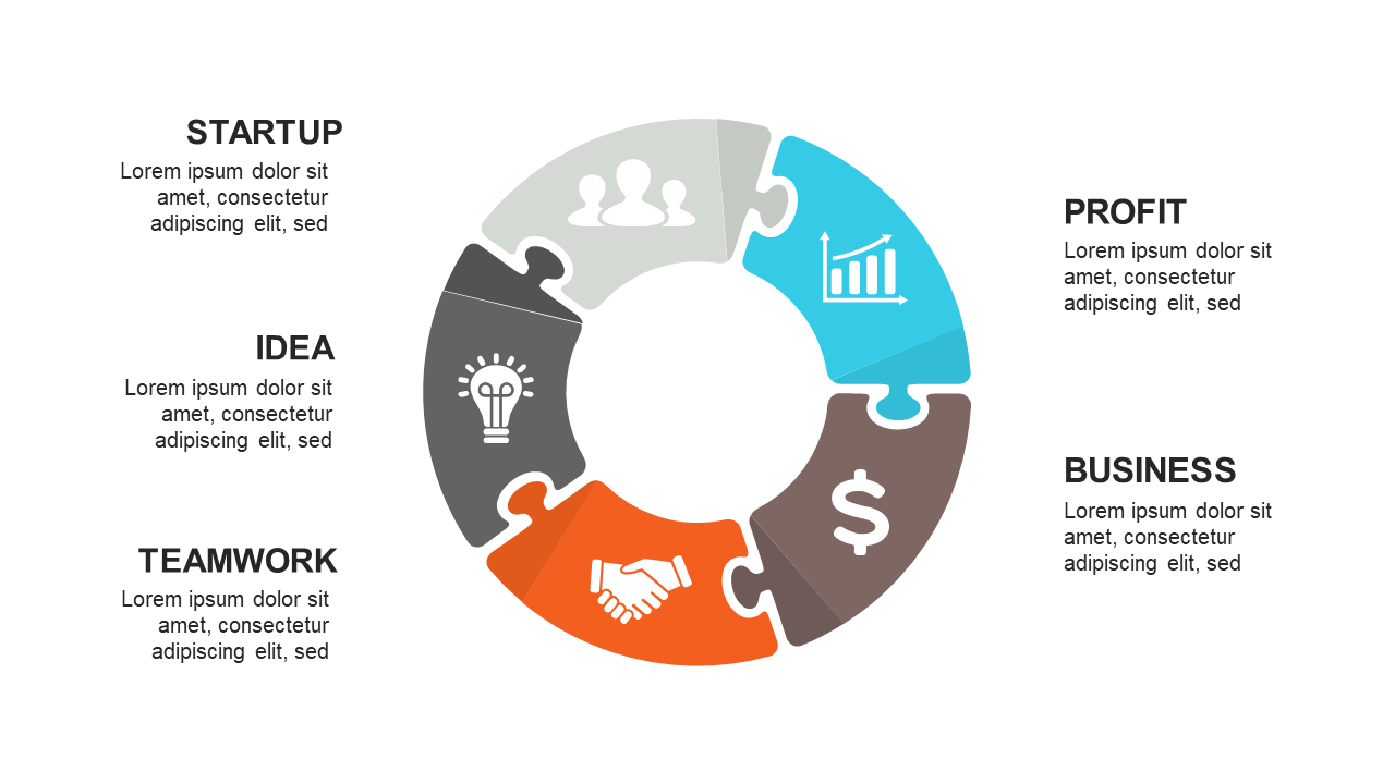 Customizable Circular Puzzle Diagram for Business Concepts