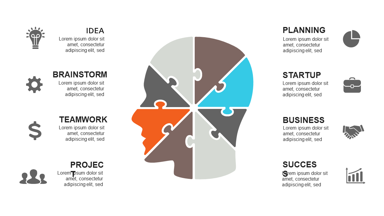 Engage with Human Head Puzzle Concept for Presentations