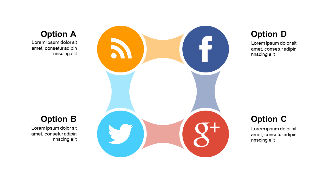 Present Social Media Options with Circular Diagram
