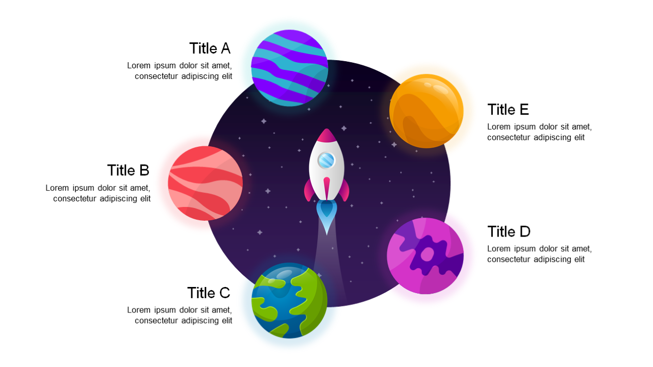 Engage with Rocket and Planets Infographic Layout