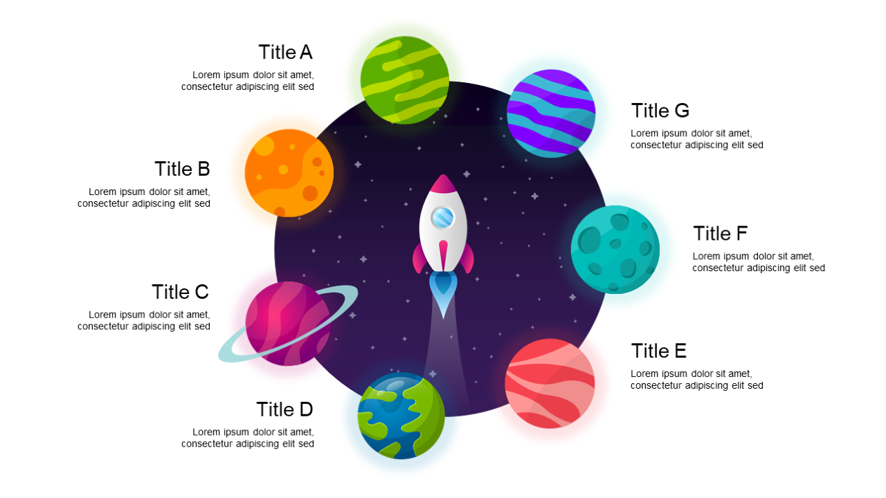 Illustrate Processes with Circular Rocket Infographic