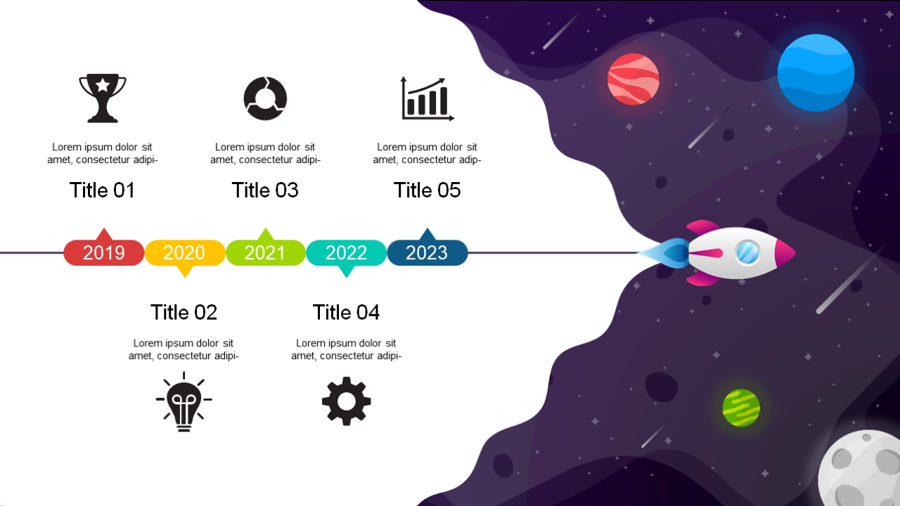 Present Business Milestones with Rocket Timeline