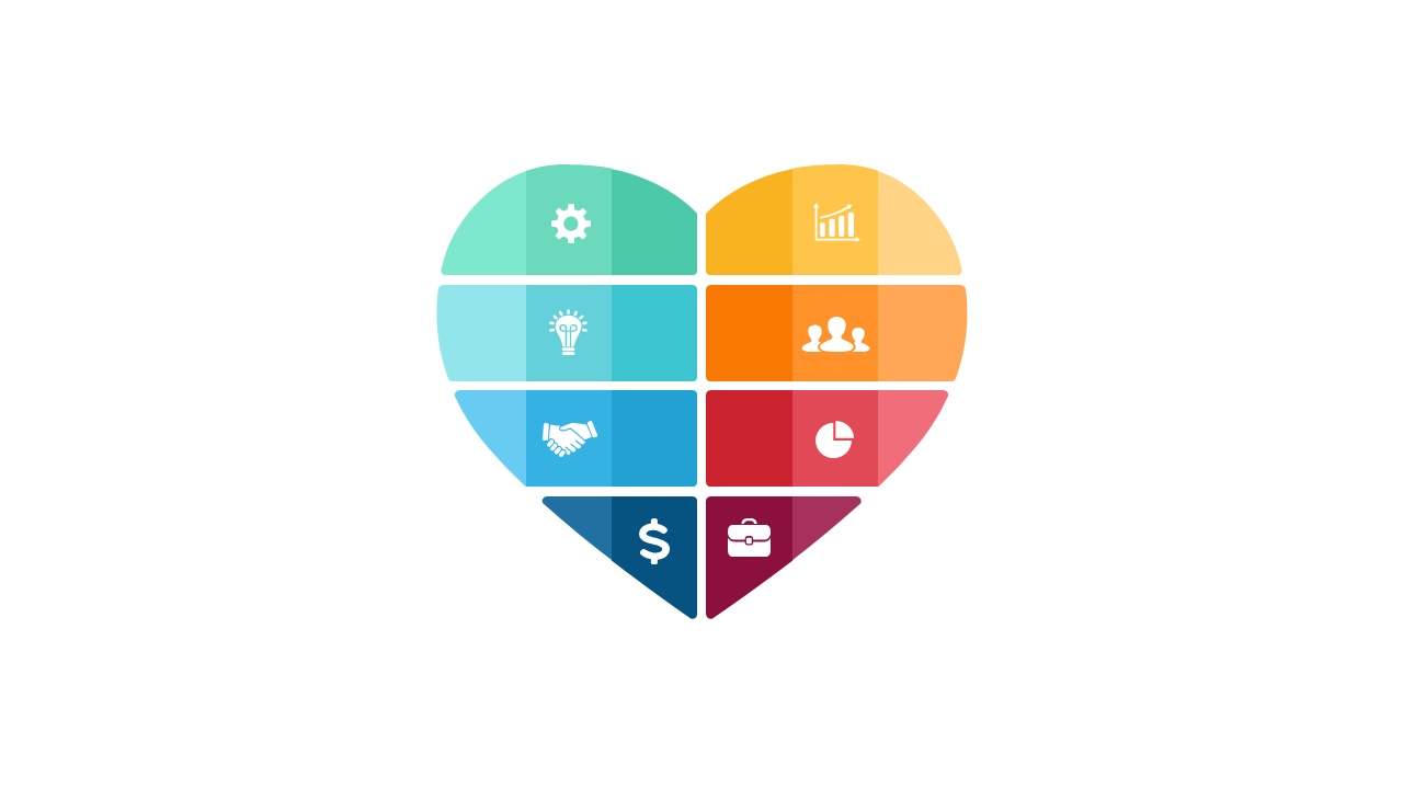 Convey Ideas with Heart-Shaped Icon Grid
