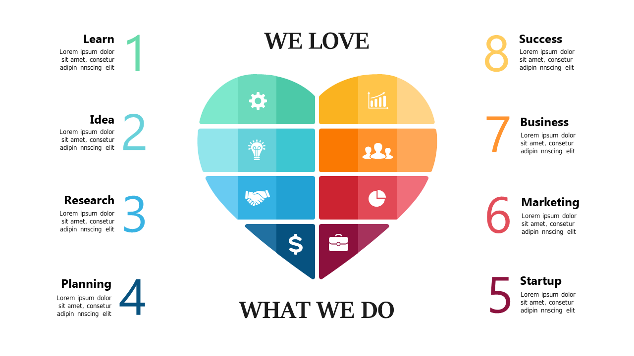 Engage with Heart-Shaped Icon Grid for Business