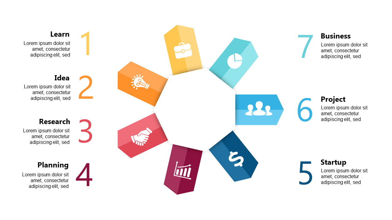 Colorful Hexagonal Process Circle for Project Management