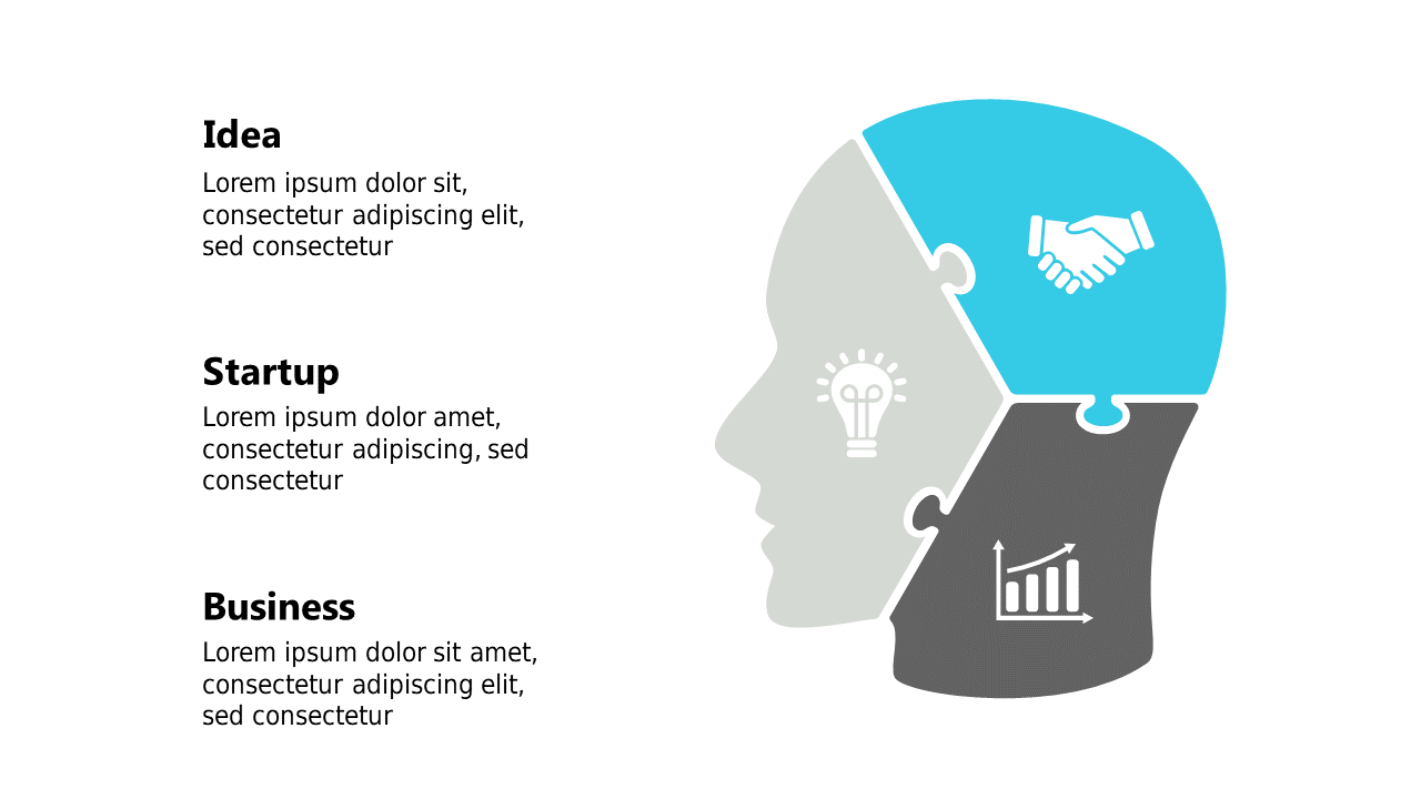 Showcase Business Themes with Puzzle Head Diagrams