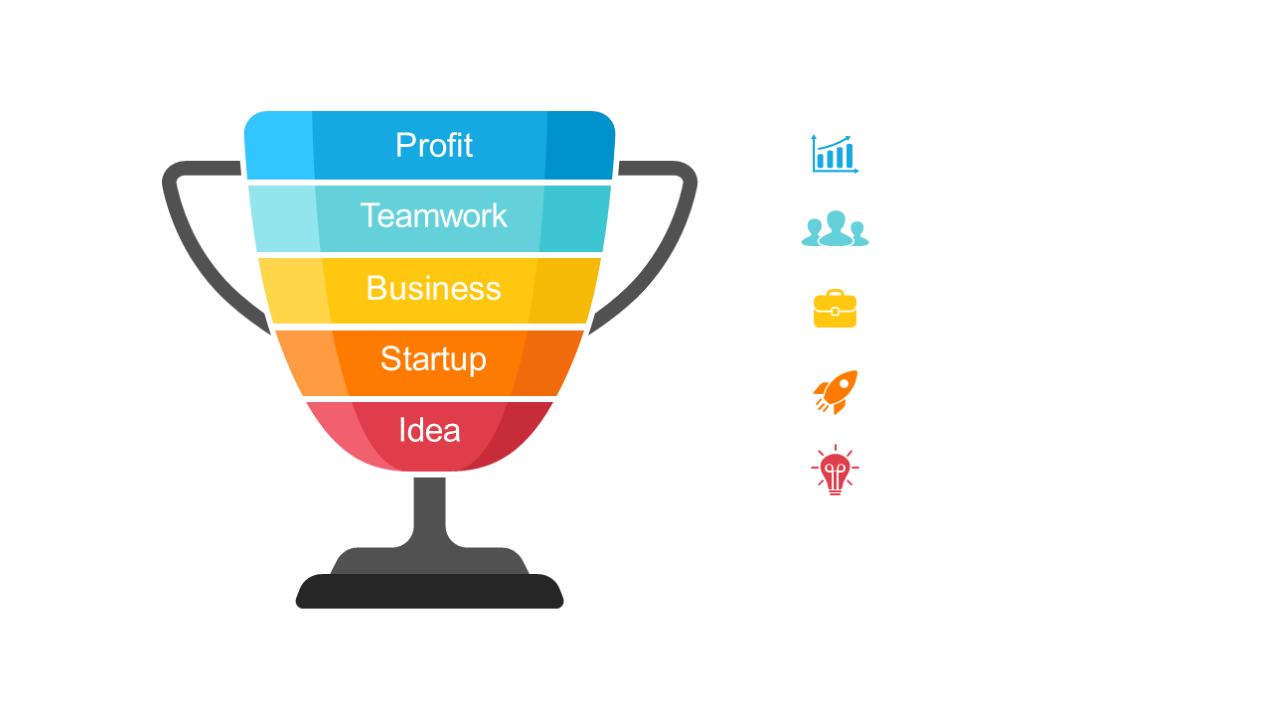 Illustrate Business Growth with Stacked Trophy Diagram