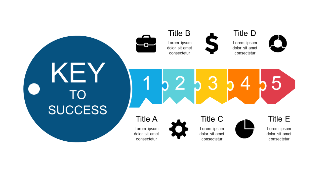 Key to Success Steps with Icons
