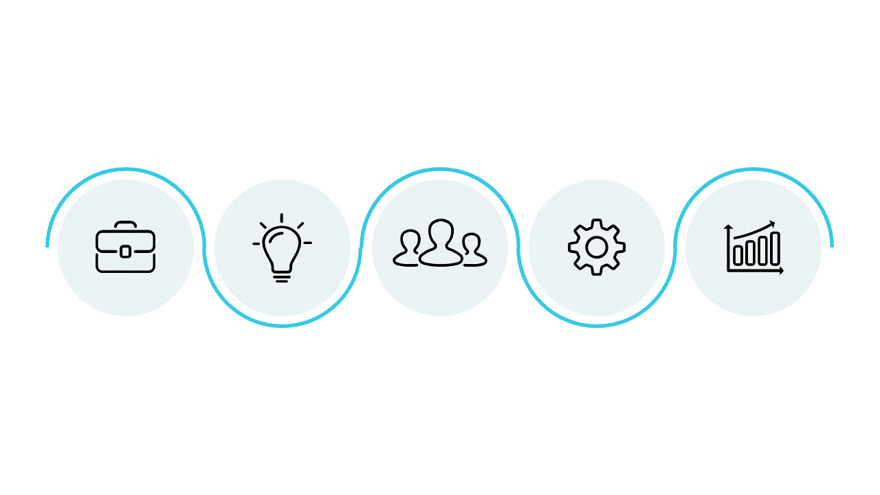 Outline Steps with Circular Icons Process Flow