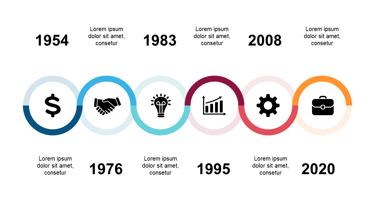 Present Key Events with Circular Timeline Icons