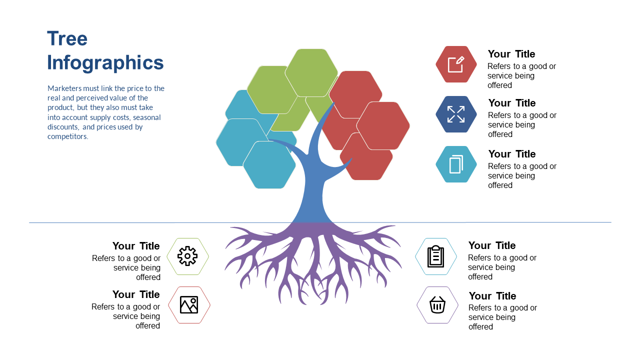 Illustrate Services with a Hexagonal Tree Infographic