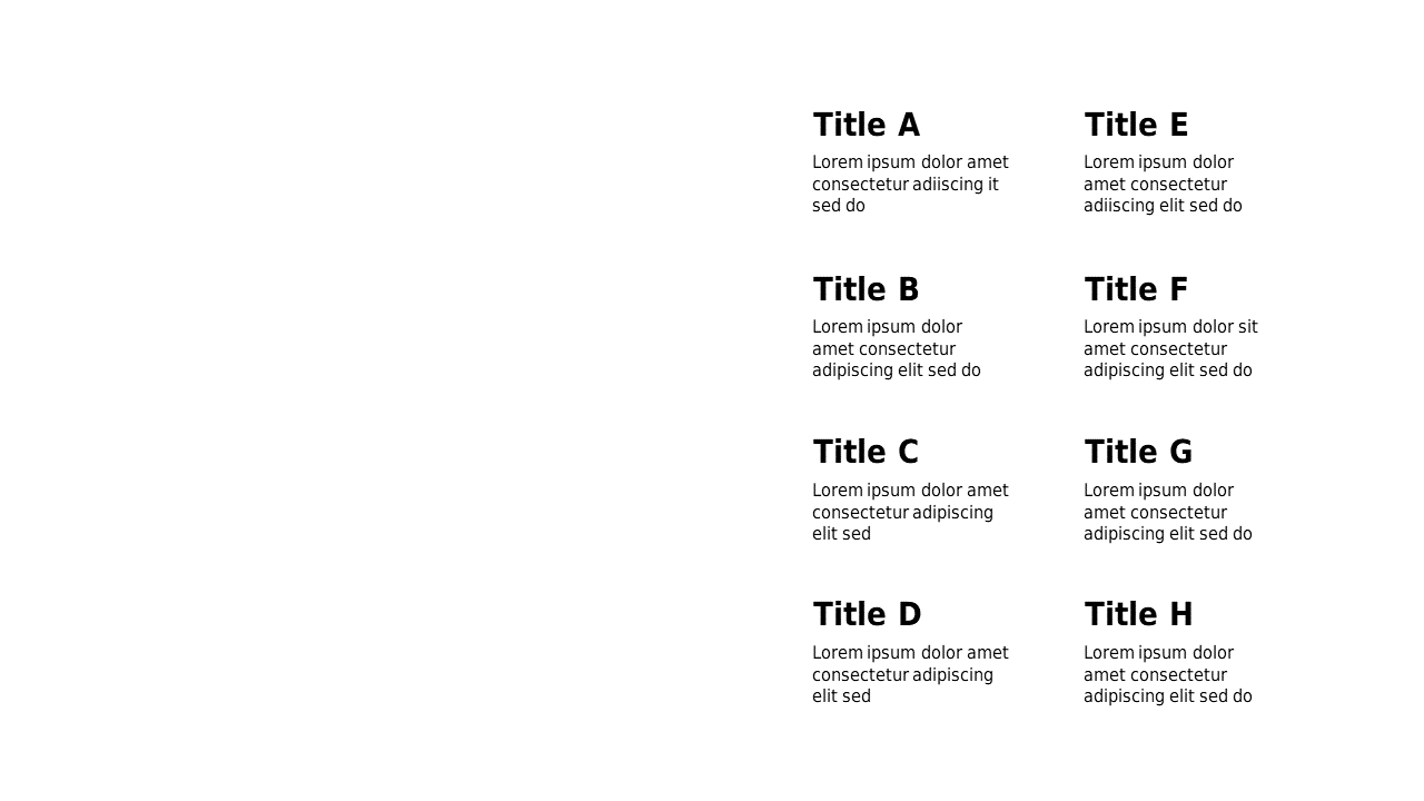 Present Summaries with 8-Section Content Grid