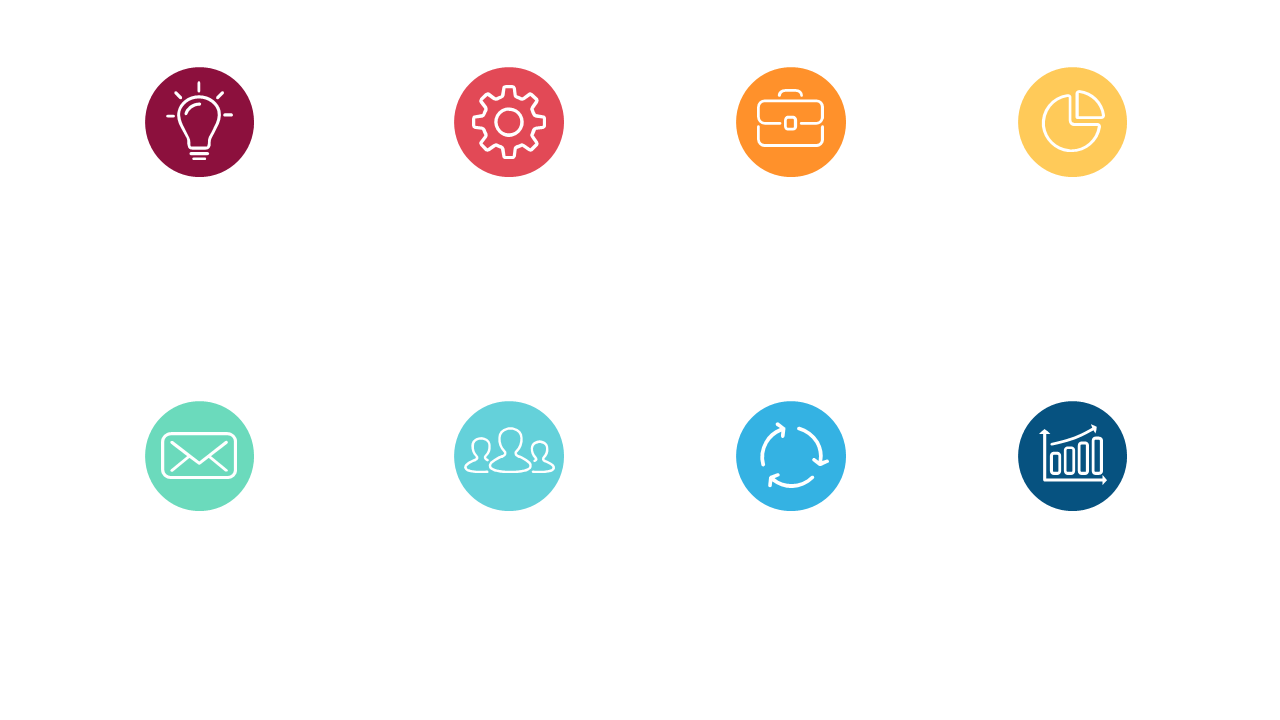 Summarize Business Themes with Circular Icon Set