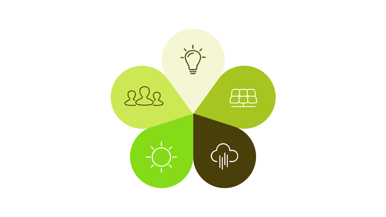 Enhance Presentations with Circular 5-Section Diagram