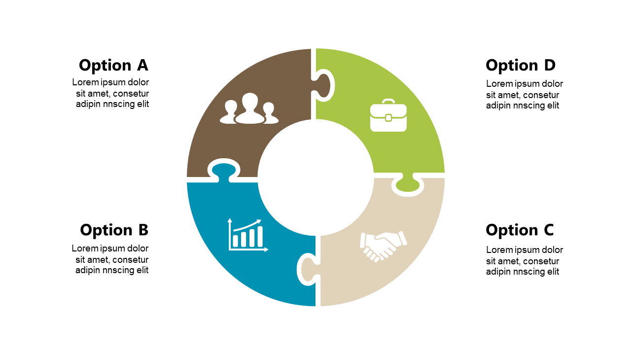 Engage with 4-Option Circular Puzzle Design