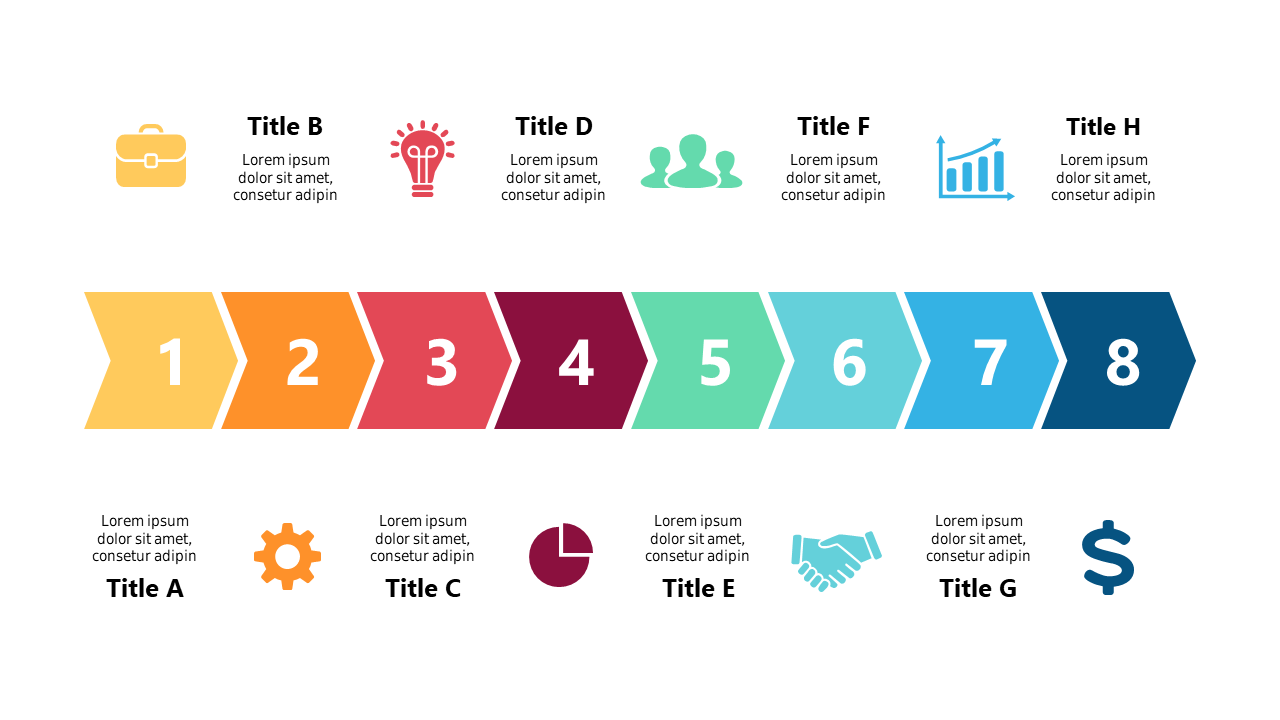Visualize Sequential Steps with 8-Step Process Flow