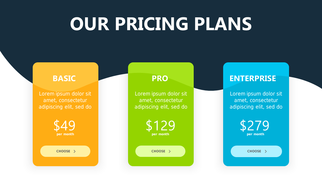 Colorful Pricing Plans for Effective Sales Pitches