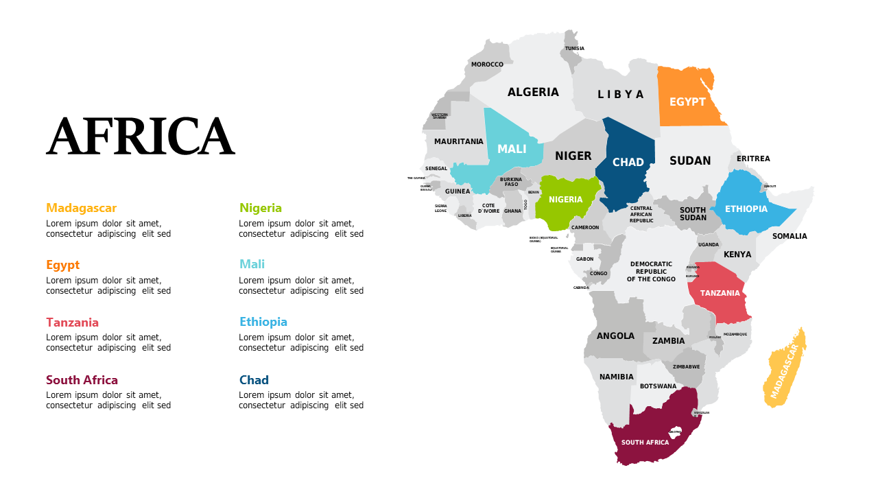 Showcase Africa with Engaging Color-Coded Map