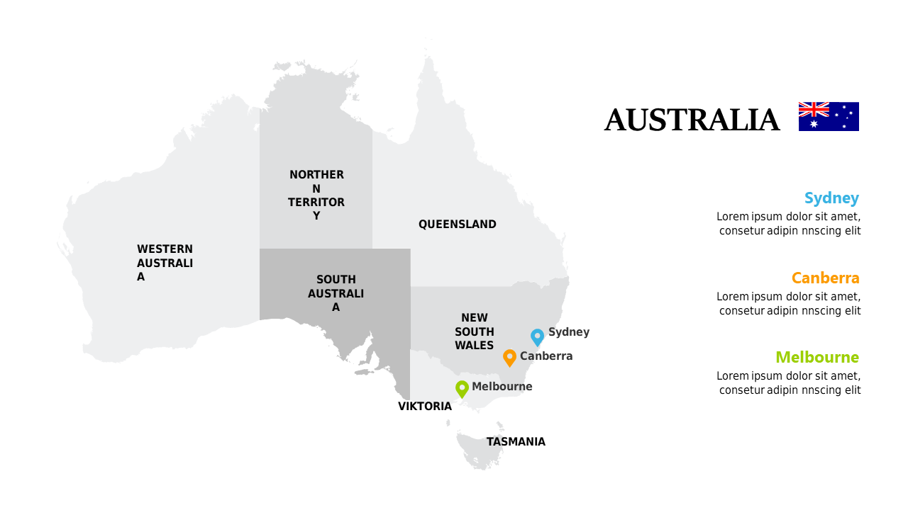 Present Australia's Geography with Major Cities Map