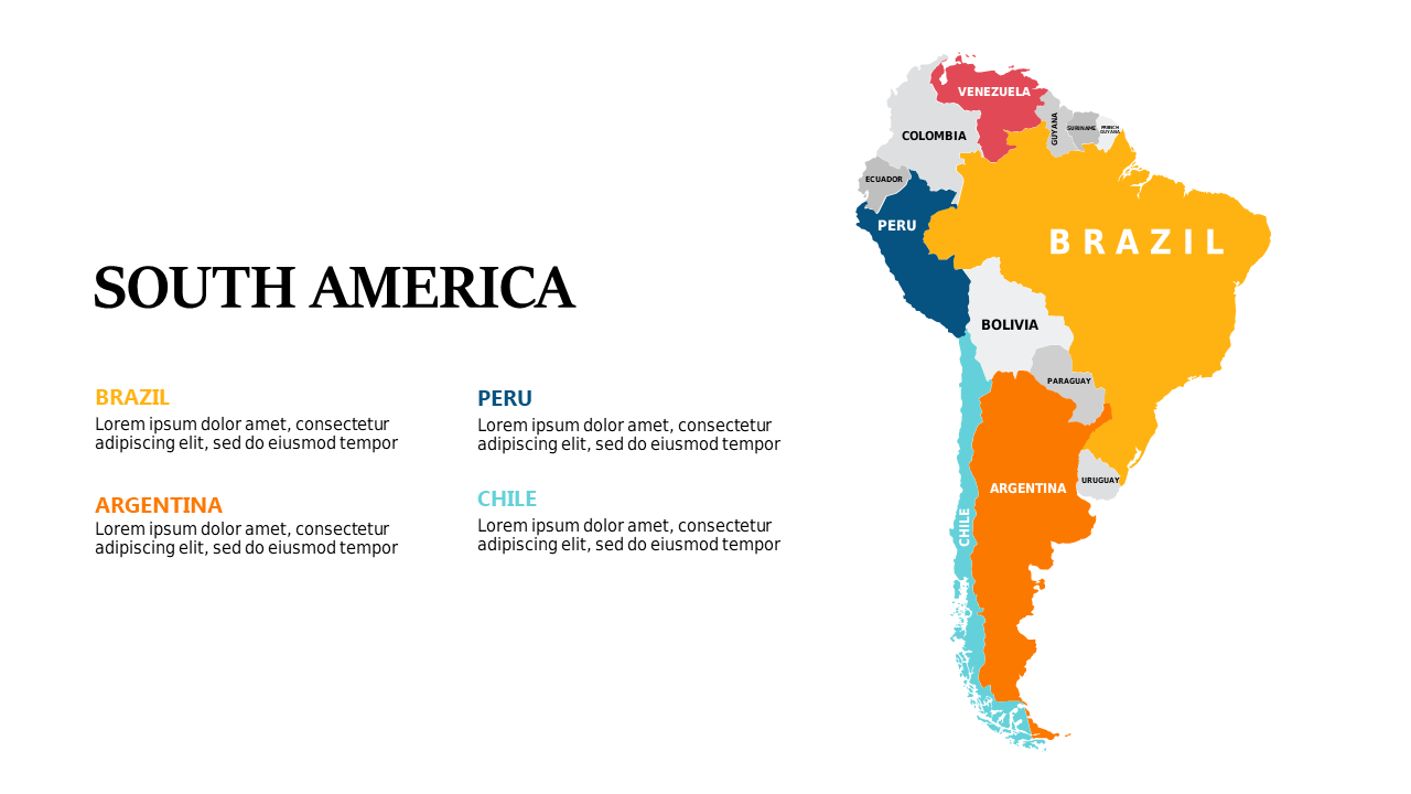 Engaging South America Map for Presentations