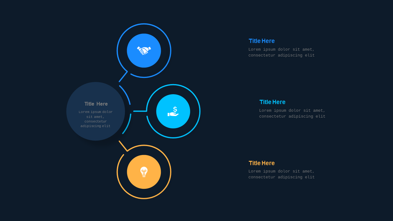 Red Blue Circular and Heart-Shaped Business Diagrams V3 – Dark – Ocean Blue