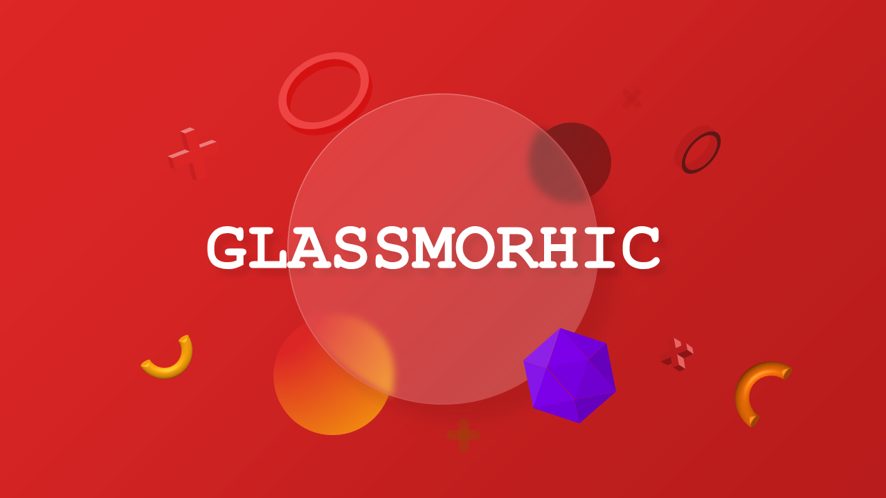 Glassmorphic Geometric Marketing Deck – Light – Crimson Bold