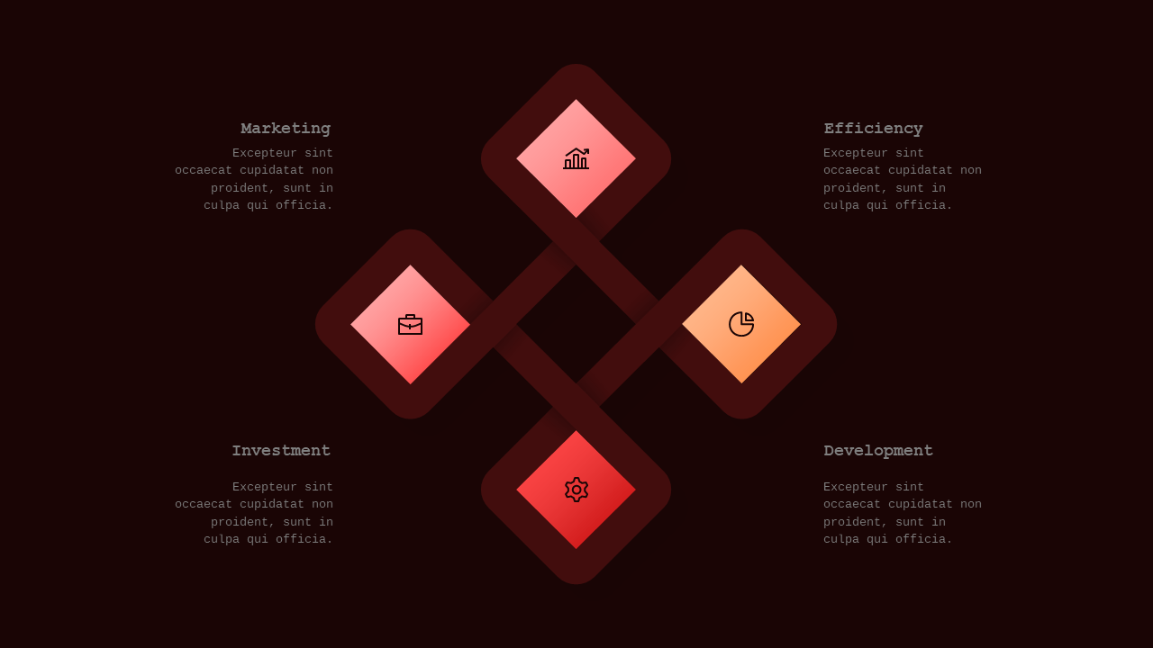Blue Circular and Heart-Shaped Business Diagrams V4 – Dark – Crimson Bold