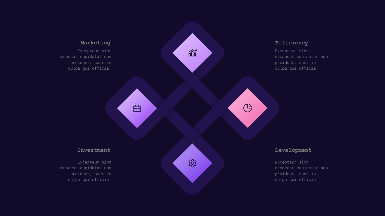 Blue Circular and Heart-Shaped Business Diagrams V4 – Dark – Royal Purple