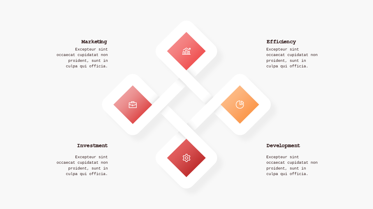 Interconnected Circular Insights Presentation – Crimson Bold