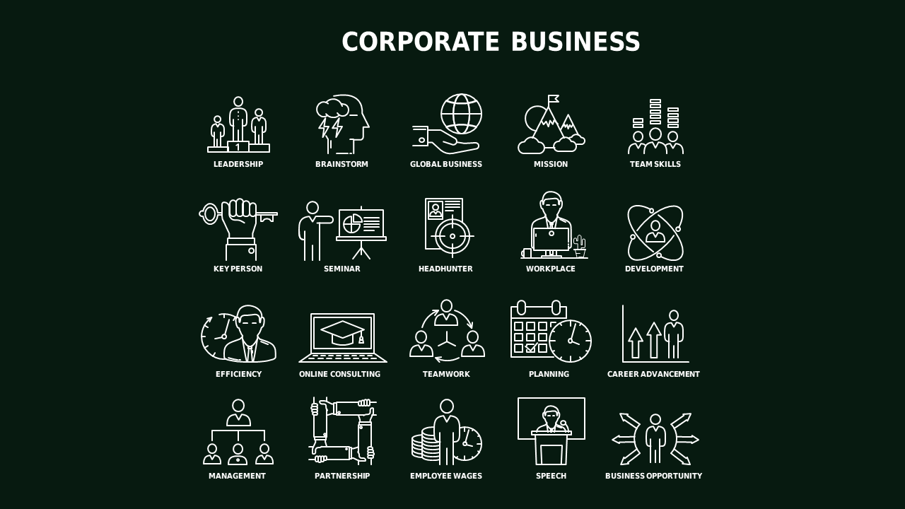 Outline Icon Business and Finance Icon Set